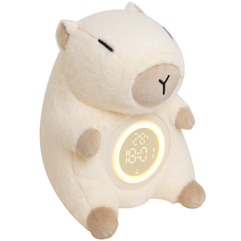 Plush Kapibara Multifunctional Alarm Clock Night Light Children's Bedroom Atmosphere Gift Timed Alarm Clock Bedside Night Light